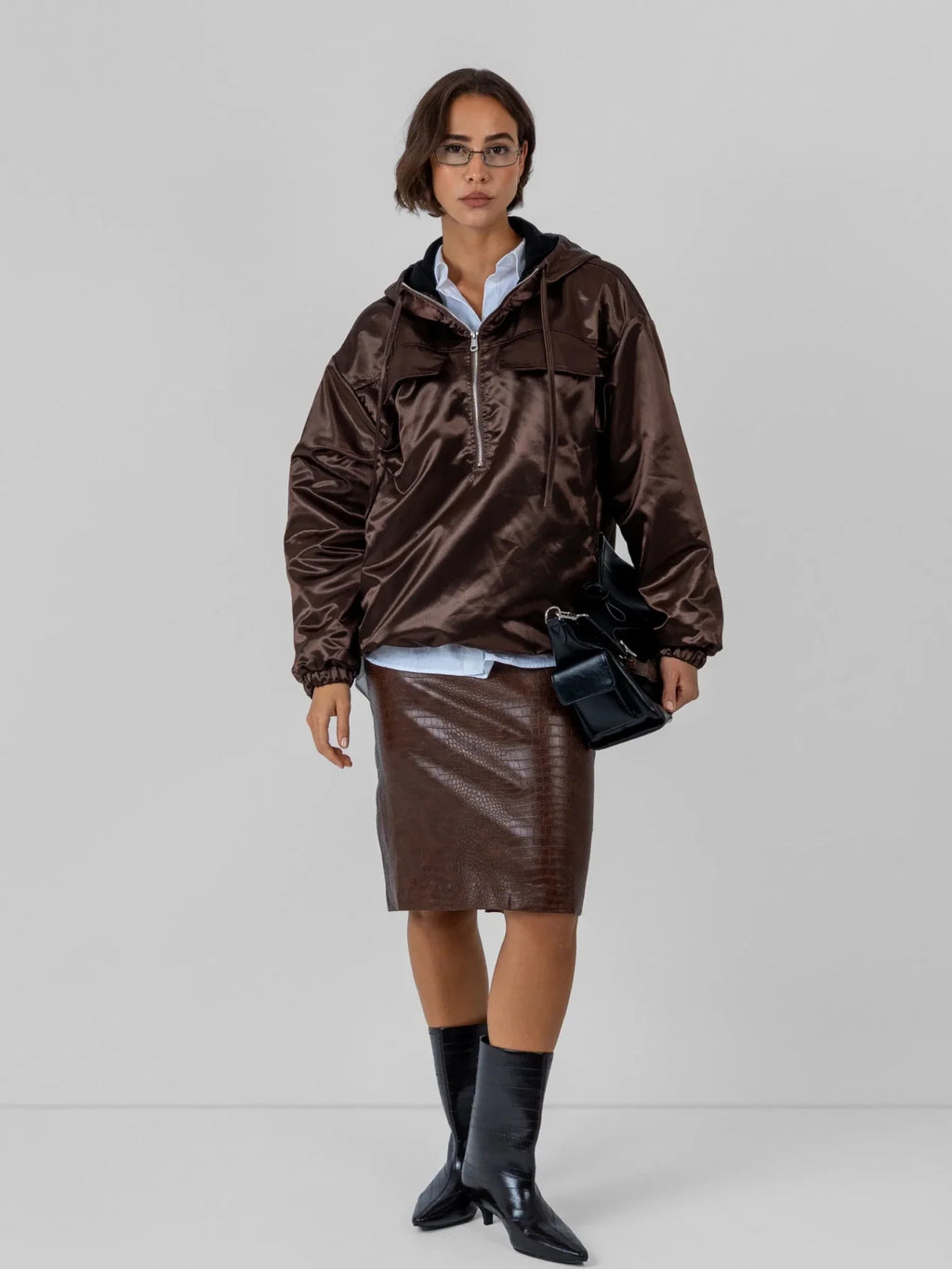 WarmCore™ Shiny Oversized Fleece Lined Hoodie
