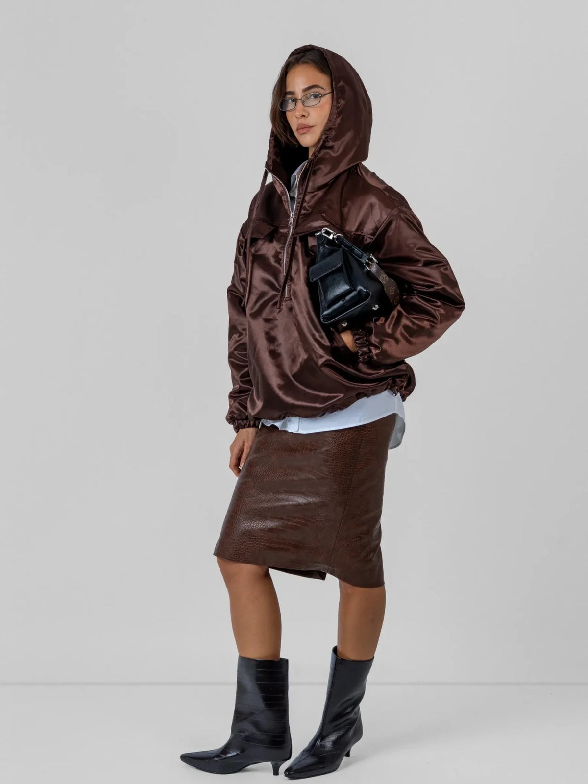 WarmCore™ Shiny Oversized Fleece Lined Hoodie